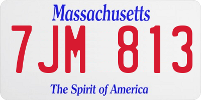 MA license plate 7JM813