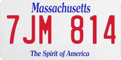 MA license plate 7JM814