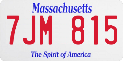 MA license plate 7JM815