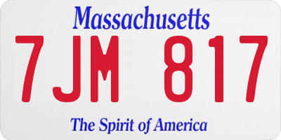 MA license plate 7JM817