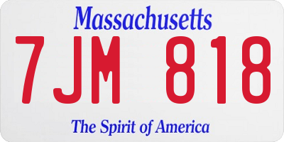 MA license plate 7JM818