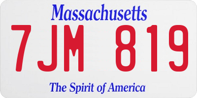 MA license plate 7JM819