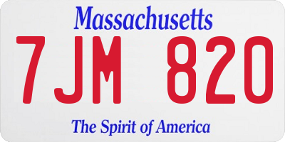 MA license plate 7JM820