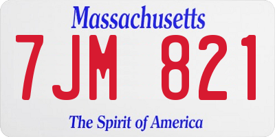 MA license plate 7JM821