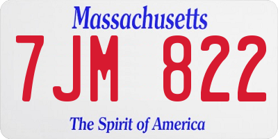 MA license plate 7JM822