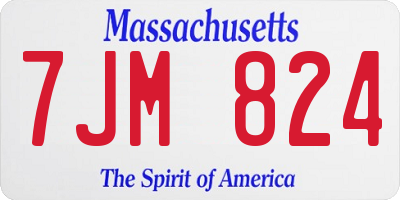 MA license plate 7JM824