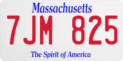 MA license plate 7JM825
