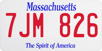 MA license plate 7JM826