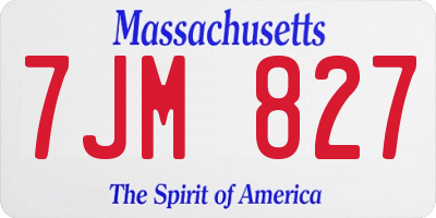 MA license plate 7JM827
