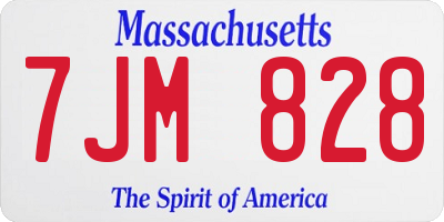 MA license plate 7JM828