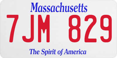MA license plate 7JM829