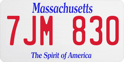 MA license plate 7JM830