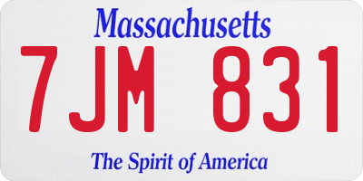 MA license plate 7JM831