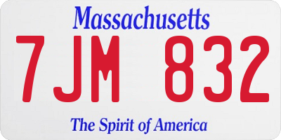 MA license plate 7JM832