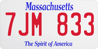 MA license plate 7JM833