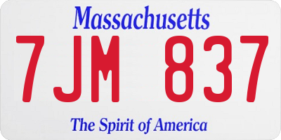 MA license plate 7JM837