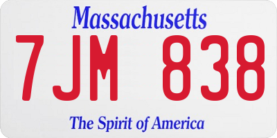 MA license plate 7JM838