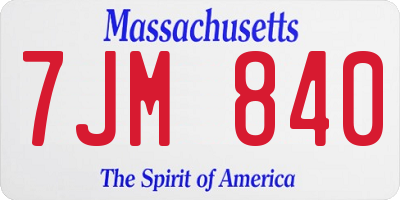 MA license plate 7JM840