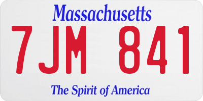 MA license plate 7JM841