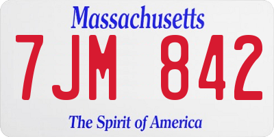 MA license plate 7JM842
