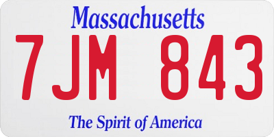 MA license plate 7JM843