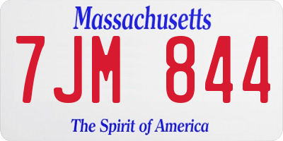MA license plate 7JM844