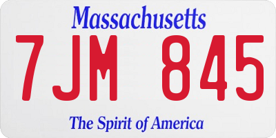 MA license plate 7JM845