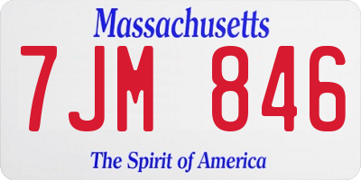 MA license plate 7JM846