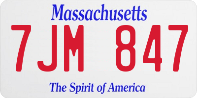 MA license plate 7JM847
