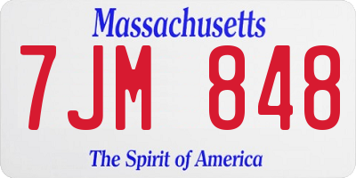 MA license plate 7JM848