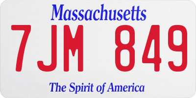 MA license plate 7JM849