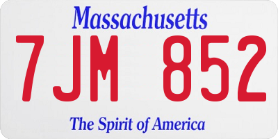 MA license plate 7JM852