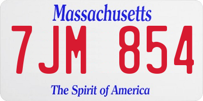 MA license plate 7JM854