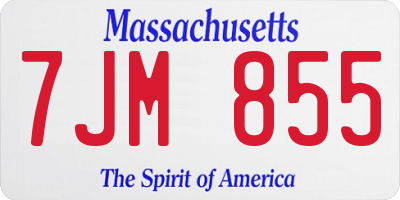 MA license plate 7JM855