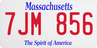 MA license plate 7JM856