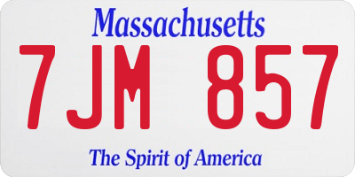 MA license plate 7JM857