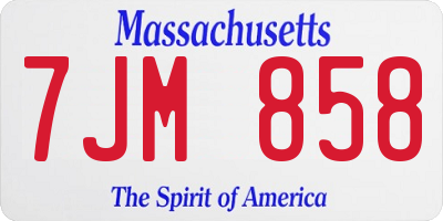 MA license plate 7JM858