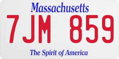 MA license plate 7JM859