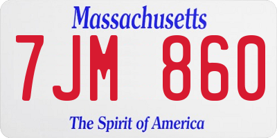 MA license plate 7JM860
