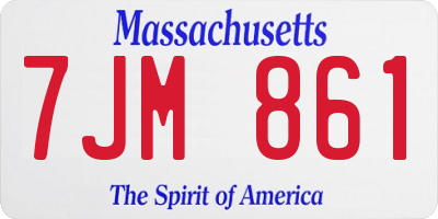 MA license plate 7JM861