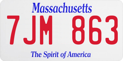 MA license plate 7JM863