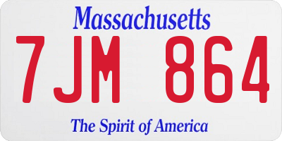 MA license plate 7JM864