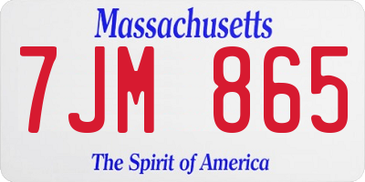 MA license plate 7JM865