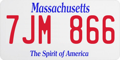 MA license plate 7JM866
