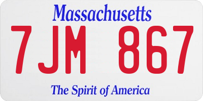MA license plate 7JM867