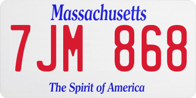 MA license plate 7JM868