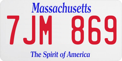 MA license plate 7JM869