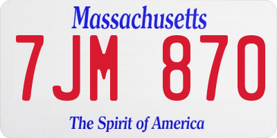 MA license plate 7JM870