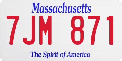MA license plate 7JM871