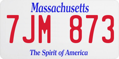 MA license plate 7JM873